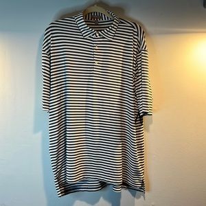 Peter Millar blue and white striped summer comfort polo